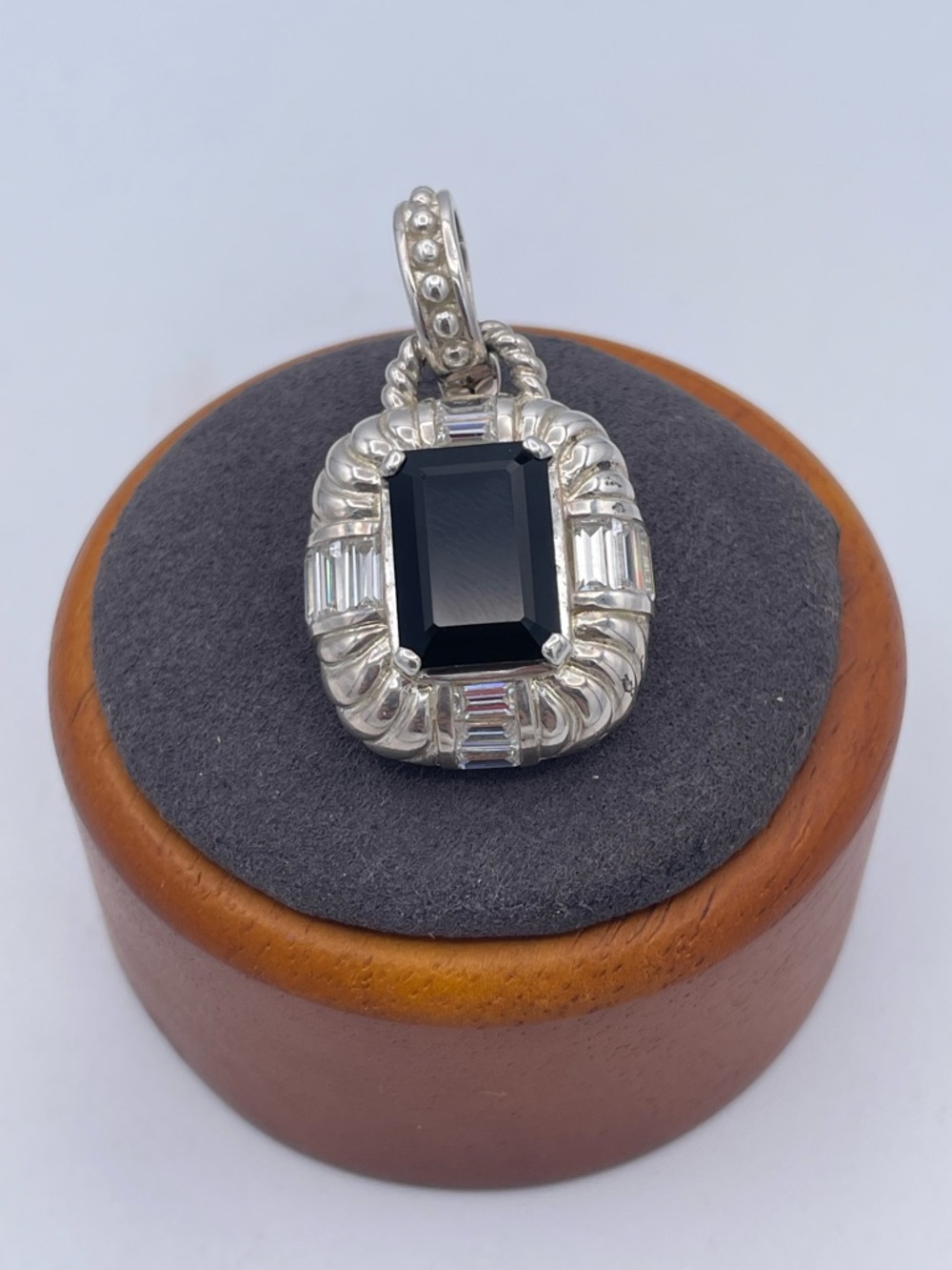 Judith Ripka Sterling Silver 925 Black Onyx & CZ Enhancer Pendant CZ Thailand